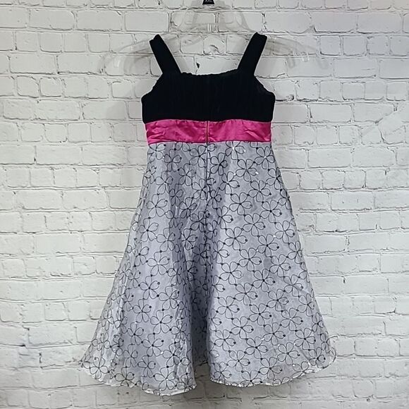 Girls Formal Dress Black Velvet Hot Pink Silver Glitter Flower Girl Occasion 7 - Picture 12 of 12